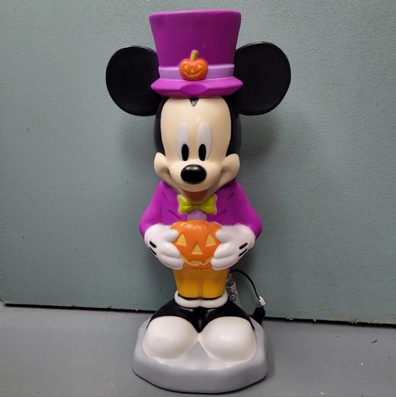Halloween Blow Mold Mickey & Minnie Mouse Light Up Pumpkin Decor Set RARE - Picture 2 of 5